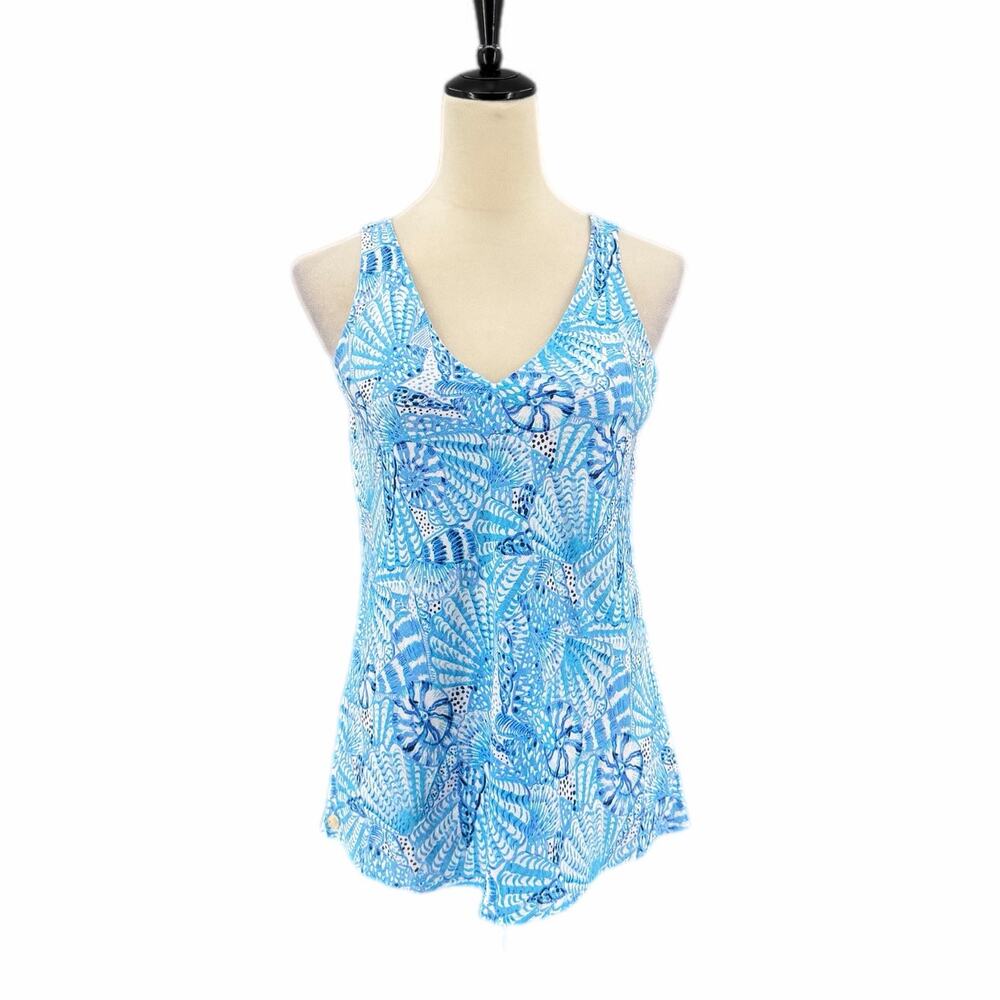 Lilly Pulitzer NEW Amalfi Blue White 100% Linen By The Seashore Florin Tank Top
